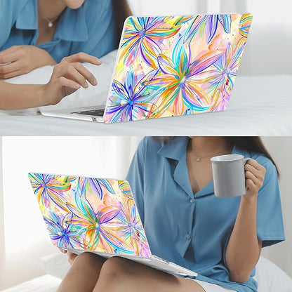 Mektron for 2025 M4 MacBook Air 13.6 Inch A3240 Case Fits 2023 A2681 M2 2024 A3113 M3 Chip with Liquid Retina Display, Printed Plastic Hard Shell Cover for MacBook Air 13.6", Watercolor FlowerC328