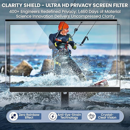 Magnetic Privacy Screen for Frameless Computer Monitor 23 Inch 16:9 Aspect Ratio,Hanging Blue Light Screen Protector Eye Protection Anti-Spy Shield, 23in Removable Privacy Filter