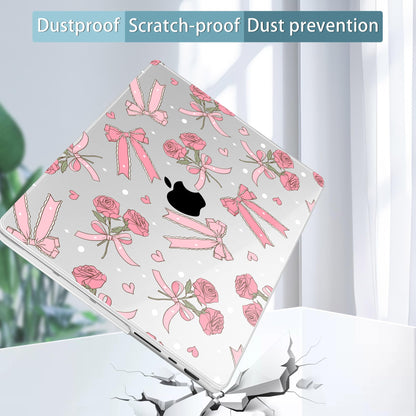 Tuiklol for MacBook Pro 14 Inch Case 2026 2025 2024 2023 2022 2021 Release M5/M4/M3/M2/M1 A2442 Pro/Max,Hard Shell Case with Screen Protector for Touch ID, Bow & Rose-White