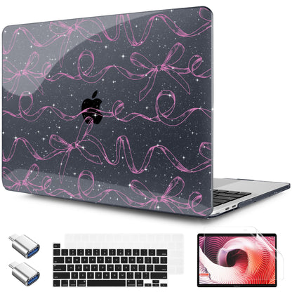 TWOLSKOO Compatible with MacBook Pro 13 inch Case 2023-2016 A2338 M2/M1 A2251 A2289 A2159 A1989 A1706, Plastic Hard Shell Cover & Keyboard Skin & Screen Protector, Sparkly Bows