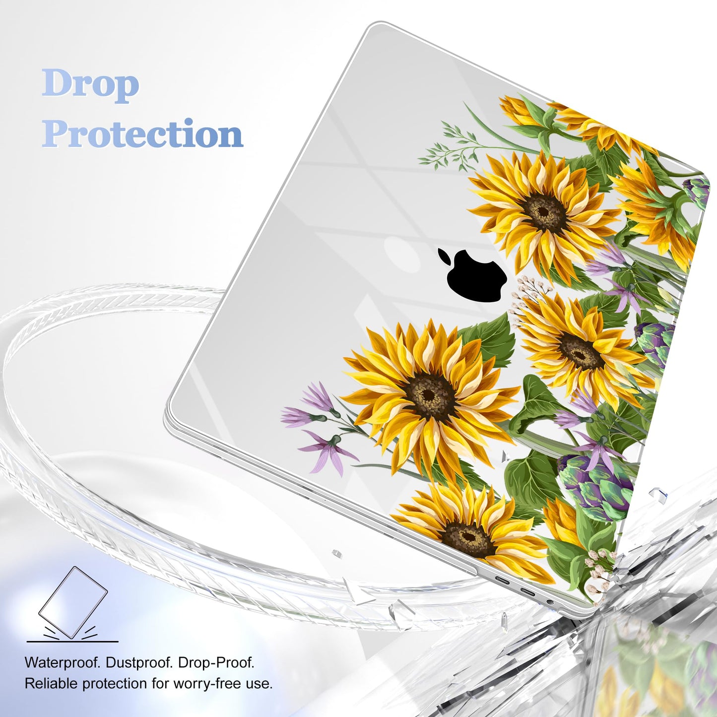 Lepeoac for MacBook Pro 16 inch Case 2019 2020 Release Model A2141, Plastic Hard Shell Cover with Keyboard Cover & Screen Protector for MacBook Pro 16 inch with Touch Bar & Touch ID, Sunflowers