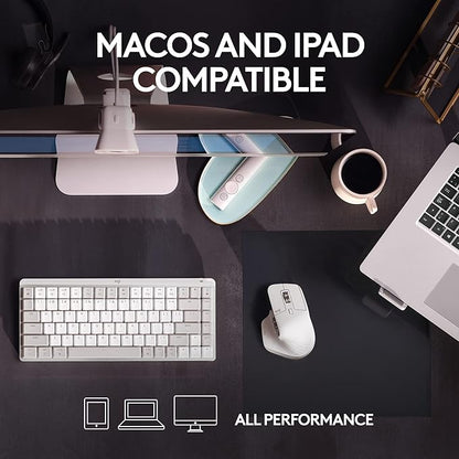 Logitech MX Master 3S for Mac - Wireless Bluetooth Mouse with Ultra-Fast Scrolling, Ergo, 8K DPI, Quiet Clicks, Track on Glass, Customization, USB-C, Apple, iPad - Pale Grey