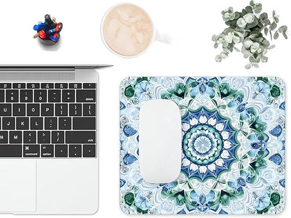 Mouse Pad, Cute Aesthetics Mandala Pattern Mouse Pads for Desk, 9.5" x 7.9" Non-Slip Rubber Base Computer Mousepad with Women, Portable Square Design for Wireless Mouse and Pad Laptop Office & Travel