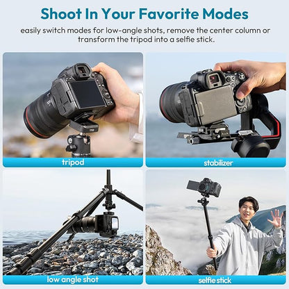 ULANZI TT53 Camera Tripod, 70.8” Travel Tripod for DSLR/Phone, Heavy Duty Fold Portable Stand with 360° Ball Head UKA Quick Release Plate, Lightweight Compact for Photography Vlogging Video Shooting