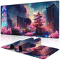Purple Groovy Flowers Desk Mat,Large Vintage Floral Gaming Keyboard Mouse Pad,Non-Slip Rubber Base Desk Pad Thick Stitched Edges Waterproof Mousepad Mouse Mat 31.5"x11.8"