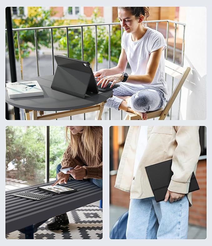 CHESONA Keyboard Case for iPad (A16) 11th/10th Generation (2025/2022), Detachable Wireless Keyboard, Stand Folio Keyboard Cover with Pencil Holder, Thin & Light (Black)