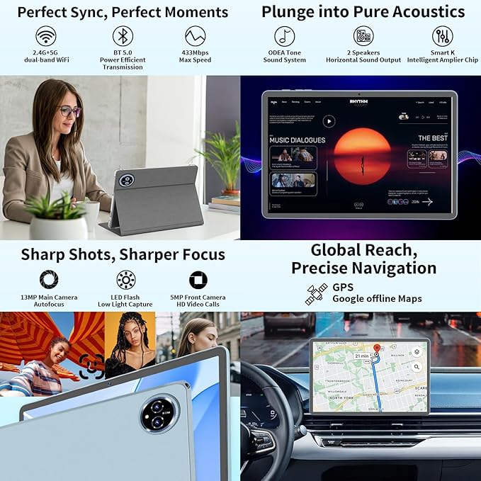 Android 15 Tablet, 11 inch Tablet with Keyboard, 24GB RAM (4GB RAM and 20GB Extend)+128GB, 1TB Expand, Octa-Core, 2.4G/5G WiFi, 8000mAh, BT V5.0, GMS Certified with Case, Mouse, Stylus(Silver)