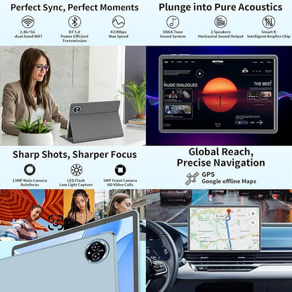 Android 15 Tablet, 11 inch Tablet with Keyboard, 24GB+128GB, 1TB Expand, Octa-Core, 2.4G/5G WiFi, 8000mAh, BT V5.0, GMS Certified, IPS Touch Screen, GPS, 2 in 1 with Case, Mouse, Stylus(Black)