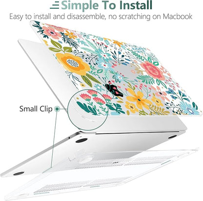 TWOLSKOO Compatible with M4 MacBook Air 15 inch Case 2025-2023 Released Model M4 A3241 M3 A3114 M2 A2941, Plastic Hard Shell & Screen Protector & Keyboard Cover & Trackpad Film, Abstract Flower
