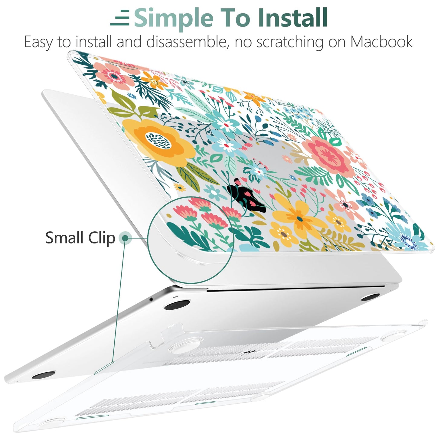 TWOLSKOO for MacBook Air 15 inch Case 2026 2025 2024 2023 Release M5 A3448 M4 A3241 M3 A3114 M2 A2941, Plastic Hard Shell & Screen Protector & Keyboard Cover & Trackpad Film, Abstract Flower