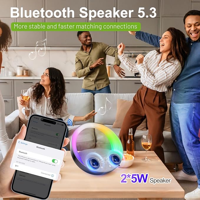 Sunrise Alarm Clock Bluetooth Speaker Wireless Charging Light for Bedroom