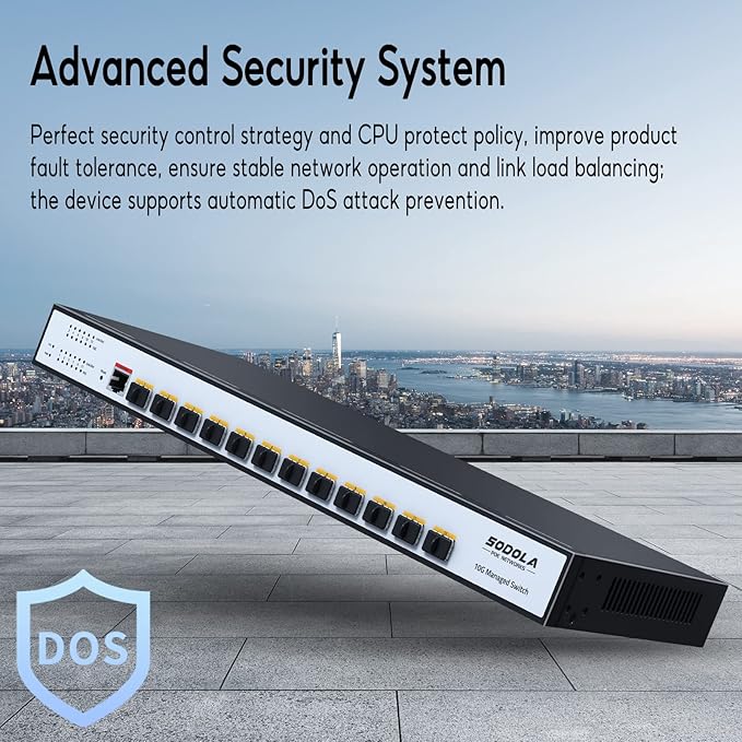 SODOLA 12 Port 10G SFP+ Smart Switch| L2/L3+ Smart Managed | DoS Attack Prevention | IPv6 | Static Routing | L2/L3QoS, IGMP & LAG | Limited Lifetime Protection Managed Ethernet Switch …