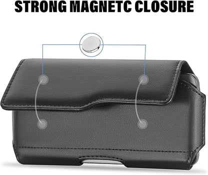 Holster Case for iPhone 15/15, 14/14, 13/13, 12/12, XR, Samsung Galaxy S24/S23/S22/S21, Phone Pouch Holder with Belt Clip and Flip Cover (Fits Otterbox Commuter Case) - Black