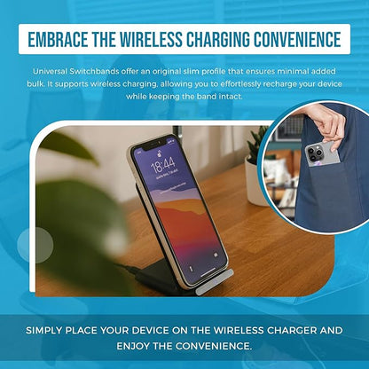Phone Grip Strap - Pack of 2 Reversible Finger Holder for Phone Back, Customizable Anti-Slip Design, Wireless Charging Compatible Detachable Holder for iPhone - Knurled Black
