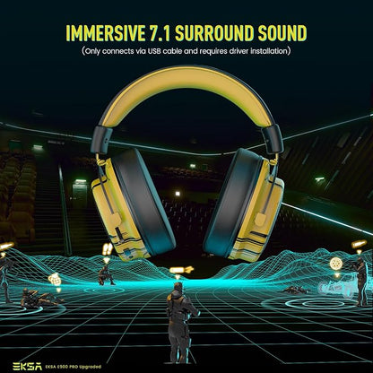 EKSA USB Gaming Headset for PC - Computer Headset with Detachable Noise Cancelling Mic, 7.1 Surround Sound, 50MM Driver - Headphones with Microphone for PS4/PS5, Xbox One, Laptop, Gamer