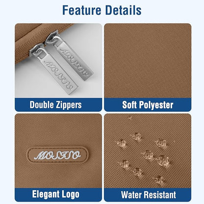 MOSISO Laptop Case 13.3 inch, 13-13.3 inch Laptop Sleeve Compatible with MacBook Air/Pro 13 / Pro 14, HP Dell ASUS Lenovo Notebook, Polyester Vertical Computer Sleeve Bag with Pocket, Mocha