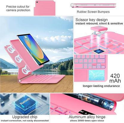 GGQFGTOJ for iPad 9th Generation Case with Keyboard,Magic Style Keyboard Case for iPad 9th/8th/7th Gen 10.2 inch - Floating Cantilever Magnetic Stand Multi-Touch Trackpad (Pink)