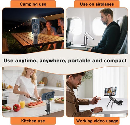 Airplane Phone Holder Mount,360° Adjustable Hands-Free Mount,Handsfree Airport Mount Long Flight Must Haves for Woman Man Fits iPhone 16 15 14 Pro Max Series