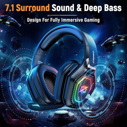 2.4GHz Wireless Gaming Headset with Microphone, 2.4G USB & Type C Transmitter - 30h Battery Life - RGB Lighting Gaming Headphones for PS5, PS4, PC, Phone