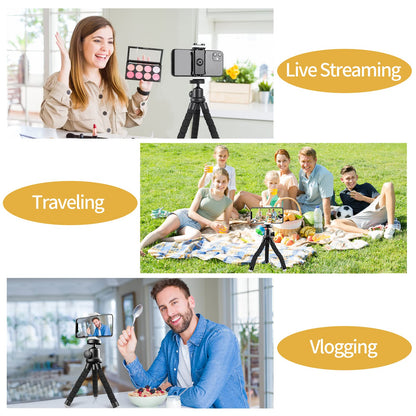 Phone Tripod for iPhone, Flexible Mini Stand with Remote for Recording