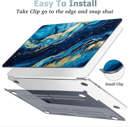 May Chen for MacBook Air 13.6 Inch Case 2025/2024/2023/2022 Release (Model A2681 A3113 A3240, M2 M3 M4 Chip) – Hard Shell Laptop Cover with Keyboard Cover & Screen Protector，Blue Marble Texture