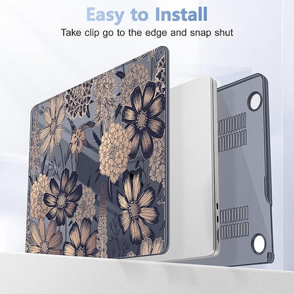 Case for MacBook Air 15 Inch 2025 2024 2023 Release M4 A3241 M3 A3114 M2 A2941, Hard Shell with Screen Protector & Keyboard Cover, Compatible with Touch ID - Spring Floral