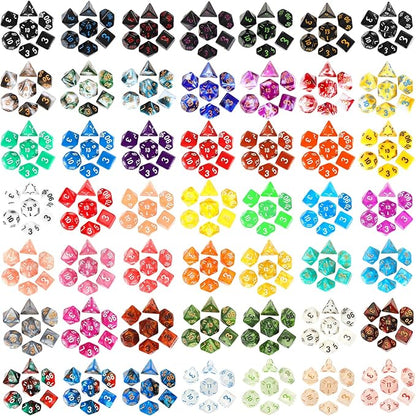 Yilloog 350 Pcs Compatible with DND Dice Sets Bulk Polyhedral Dice with Drawstring Bag Dice Multi Role Playing Table Game D4 D6 D8 D10 D% D12 D20 Compatible with Dungeons and Dragons (Classic Style)