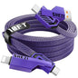 SHEZI [Upgraded 2.0] 4-in-1 Long USB C Cable 60W 10FT Fast Charging [480Mbps Data Sync] Flat Nylon Braided Charger Cord Combo, USB A/C to C/L Multi Charge Cable for iPhone/iPad & Most Devices, Purple