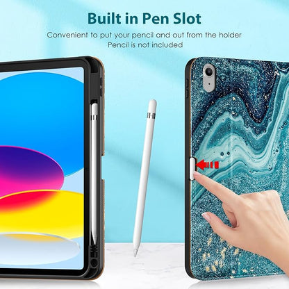 DTTO for iPad 11th (A16)/ 10th Generation Case with Keyboard (2025/2022), 7 Colors Backlit Wireless Detachable Keyboard Leather Folio Cover with Pencil Holder & Pocket, Sandy Wave