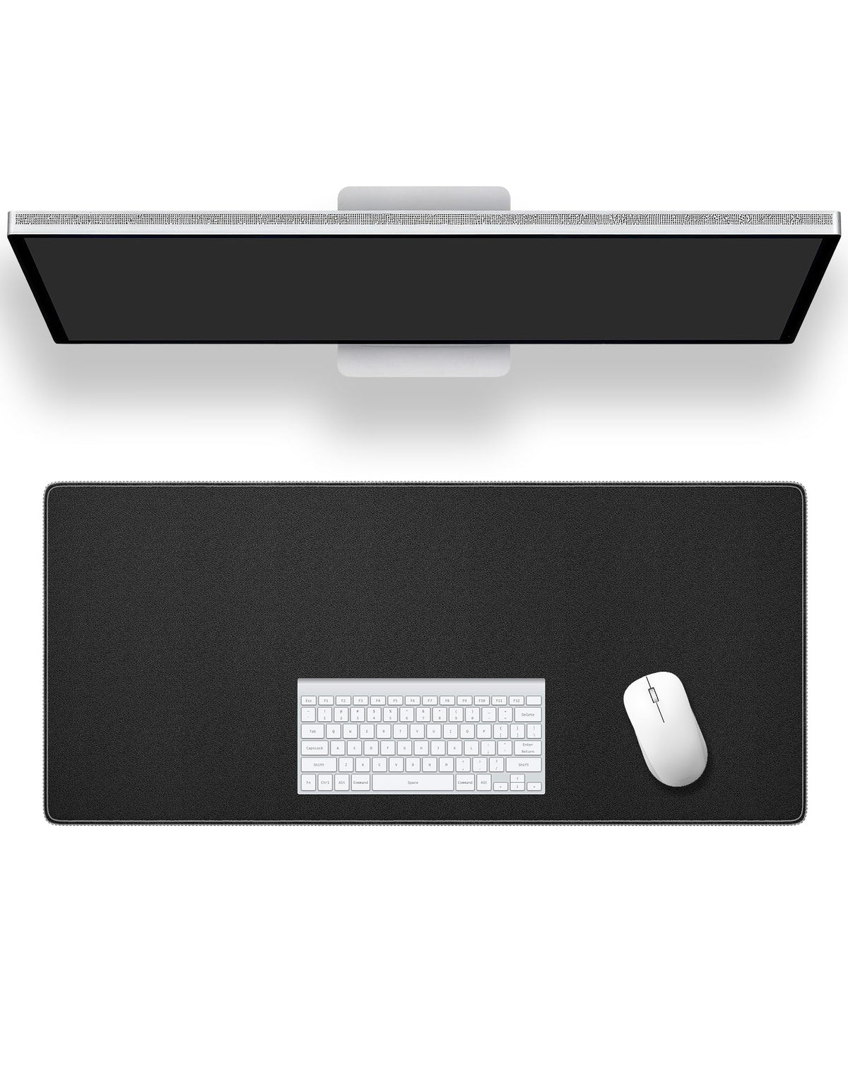 ALOANES Black Waterproof Desk Mat, Large, with Extended Mouse Mat, Office Desk Protector with Anti-Slip Base, Stitched Edge, Grain Jacquard Surface, Perfect for Gamer, Home, XL,11.81''x27.56''x0.12'
