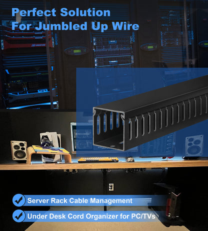 2" H x 2" W Cable Raceway, 99in Under Desk Wire Management Channel, Black
