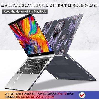 CISSOOK Compatible with MacBook Pro 13 inch 2025-2016 Release M2 M1 Chip A2338 A2251 A2289 A2159 A1989 A1706, Plastic Hard Shell Cover for MacBook Pro 13 with Touch Bar, Dream Catcher