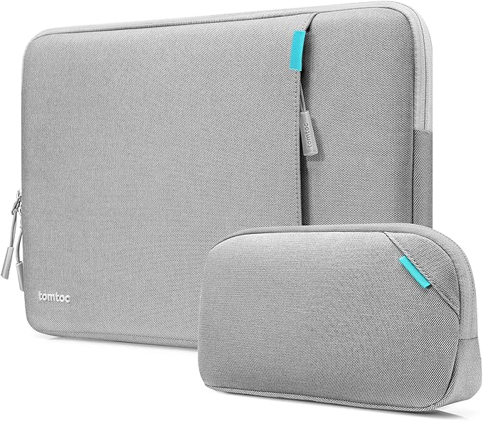 tomtoc 360 Protective Laptop Sleeve Set for 15-inch MacBook Air M4/A3241 2025, M3/A3114 M2/A2941, 15-inch MacBook Pro A1990 A1707, Dell XPS 15 Plus, Water-Resistant Laptop Case with Accessory Pouch