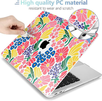 MEEgoodo for MacBook Air 13 inch Case 2021 2020 2019 2018 Released A2337 M1 A2179 A1932 with Touch ID, Plastic Hard Shell & Keyboard Cover Compatible with MacBook Air Case 13.3, Groovy Flower