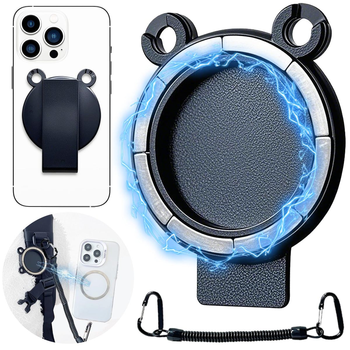 Ysnzaq Magnetic Belt Clip, Phone Holder with Anti Theft Phone Chain, XTJ