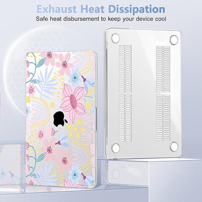 Case for MacBook Air 15 Inch 2025 2024 2023 Release M4 A3241 M3 A3114 M2 A2941, Hard Shell with Screen Protector & Keyboard Cover, Compatible with Touch ID, Florals