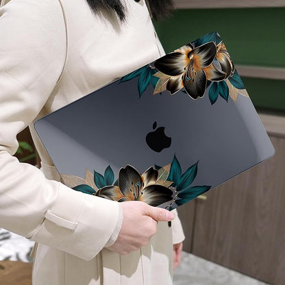 MEEgoodo for M4/M3/M2 MacBook Air 15.3 inch Case 2025 2024 2023, Case Fit Model (A3241/A3114/A2941) for MacBook Air 15 inch, Laptop Hard Shell with Keyboard Cover, Golden Lilies