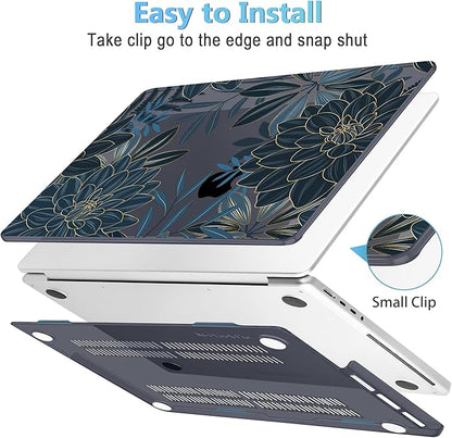 Mektron Case for MacBook Pro 16" M4 A3403 A3186 M3 A2991 M2 A2780 M1 A2485 (2021/2023/2024) Pro/Max with Touch ID, Hard Shell Plastic Laptop Cover Keyboard Cover Screen Protector, Dahlia Flower C035