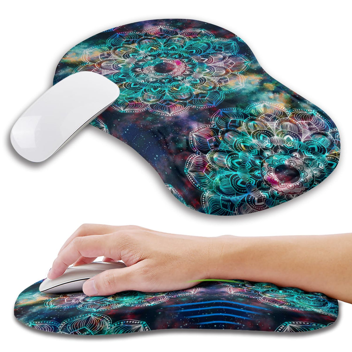Kuosgm Ergonomic Mouse Pad Wrist Support with Memory Foam Massage Bulge, Carpal Tunnel Pain Relief Mousepad Wrist Rest for Mouse(12x8 inch, Pink Flowers)