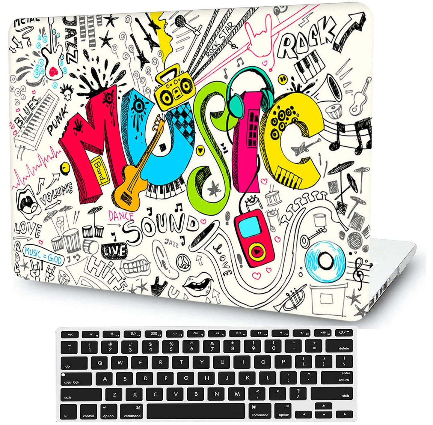 Creativity Music Laptop Shell Compatible with MacBook Air 13 Inch Case 2017 2016 2015 2014 2013 2012 2011 2010 A1466/A1369, AMCJJ Plastic Hard Cover Shell Case & Keyboard Cover &Screen Protector