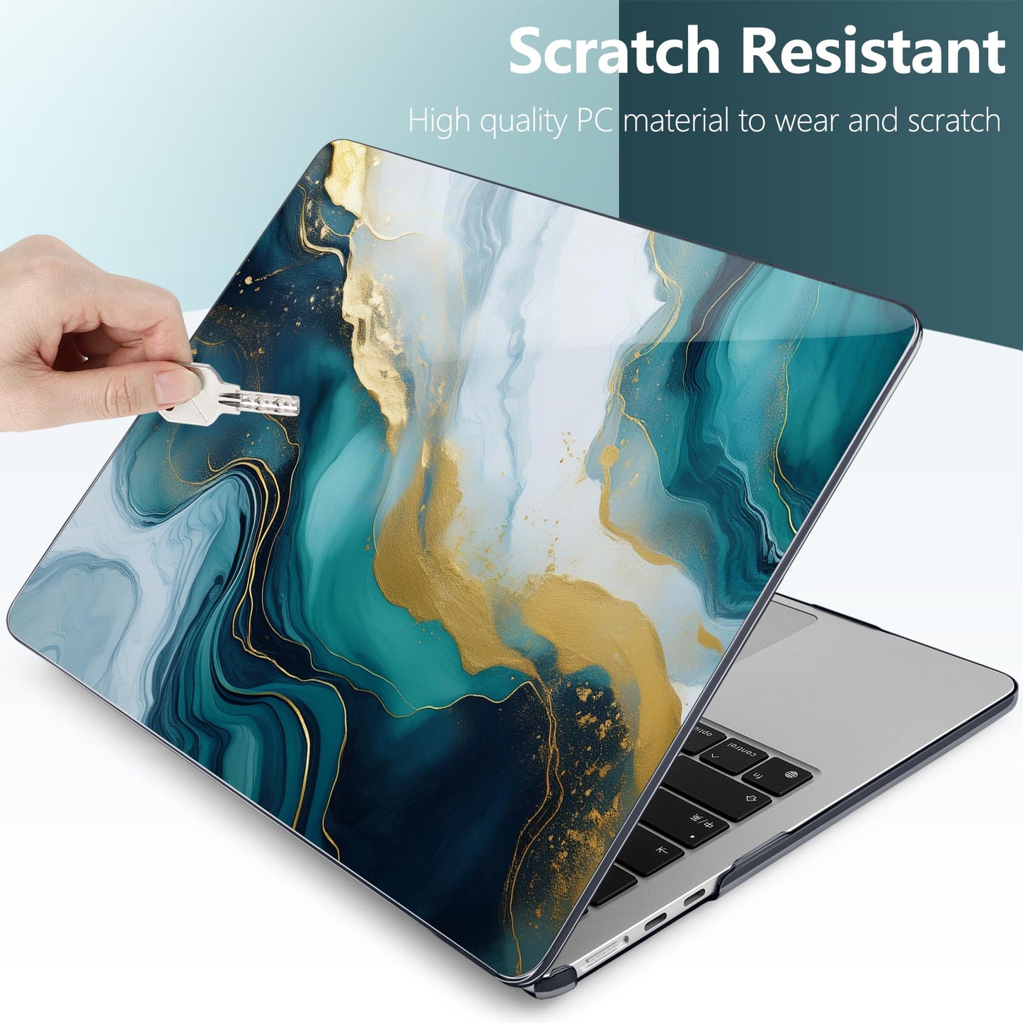 TWOLSKOO for MacBook Air 15 inch Case 2026 2025 2024 2023 Release M5 A3448 M4 A3241 M3 A3114 M2 A2941, Plastic Hard Shell & Screen Protector & Keyboard Cover & Type C Adapter, Graphite Marble