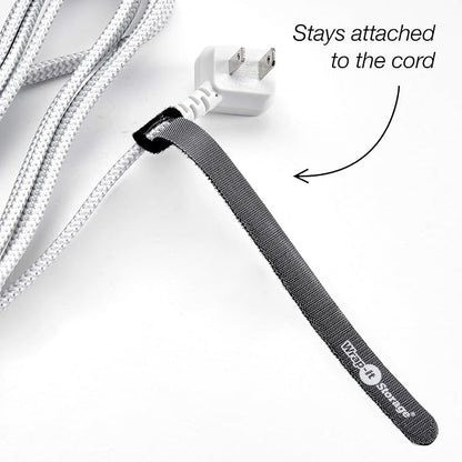 Self-Gripping Cable Ties by Wrap-It Storage, Multi-Color, 8 Inch Straps (30-pack) – Reusable Hook and Loop Cord Organizer Cable Ties for Cord Management and Desk or Office Organization