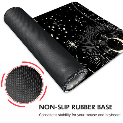 Galdas Gaming Mouse Pad XXL XL Large Long Extended Big Mousepad Non-Slip Rubber Keyboard Desk Pad with Stitched Edges for Laptop Home Office (31.5x11.8x0.08 Inch) … (Black Moon)