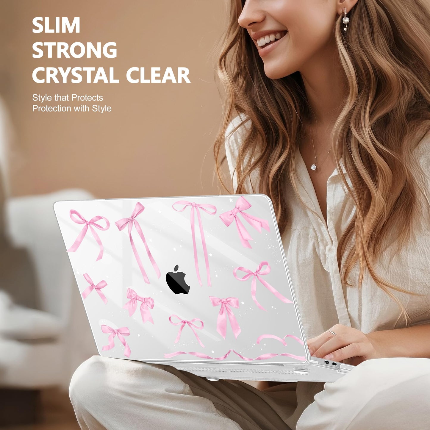 Lepeoac Case for MacBook Pro 13 inch Case M2 2022-2016 A2338 M1 A2251 A2289 A2159 A1989 A1708 A1706, Plastic Hard Shell + Keyboard Cover + Dust Plug, Bowknot