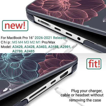 DONGKE Compatible with MacBook Pro 16 Inch Case (2026-2021 Release, M5 M4 M3 M2 M1 Pro/Max Chip), Plastic Hard Shell Cover with Keyboard Cover & Screen Protector for MacBook Pro 16", Dahlia Flowers