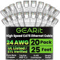 GEARit Cat 6 Ethernet Cable (20-Pack 25 Feet) Cat6 Network Patch, 10Gbps, RJ45, Snagless Cord, Gold-Plated Connectors, Internet for PC, TV, Tablet, Router, Printer, Servers, IT Data Center - White