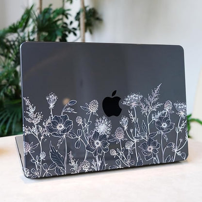 MEEgoodo Case for M4/M3/M2 MacBook Air 13.6 inch Case 2025 2024 2022, Fit Model A3240/A3113/A2681, Laptop Hard Shell with Keyboard Cover Compatible with MacBook Air 13 inch, Golden Flowers & Herbs