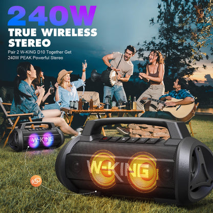 W-King Portable Bluetooth Speaker, 120W Peak Loud Bass Boombox Outdoor