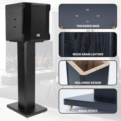 bimiti 24 Inch Speaker Stands Wood Grain Universal Floor Speaker Stands Pair Heavy Duty Surround Sound Speaker Monitor Stand for Home Theater with Sand Filling Tuning Function - Black