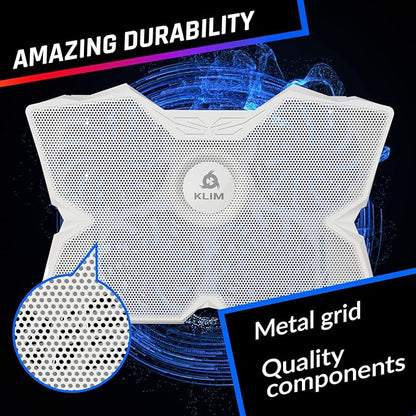 KLIM Wind Laptop Cooling Pad - More Than 500 000 Units Sold - New - The Most Powerful Rapid Action Cooling Fan - Laptop Stand with 4 Cooling Fans at 1200 RPM - USB Fan - PS5 PS4 - Full White
